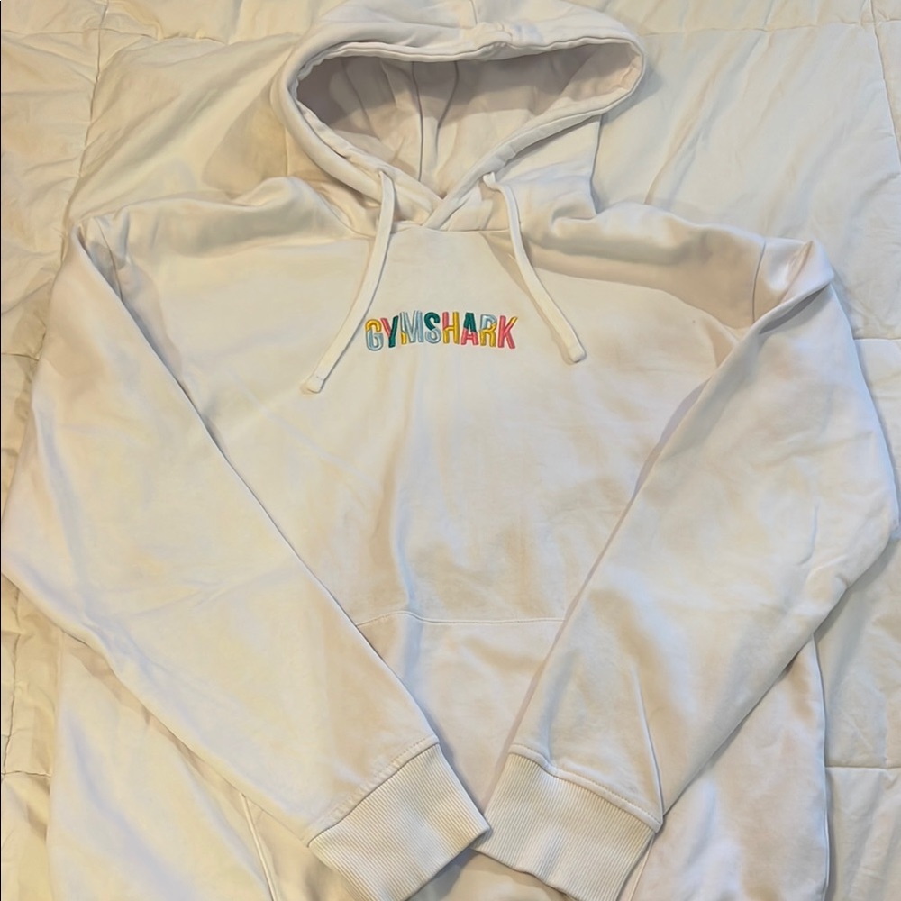 Gymshark White Hoodie with Colorful Logo